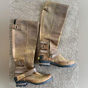 Sorel Lolla Tall Buckle Equestrian Elk Autumn Waterproof Leather Boots
